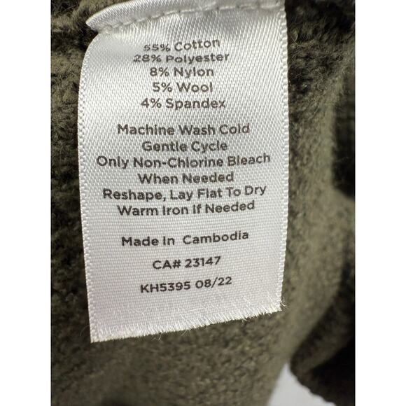 Talbots Cardigan Womens Tipped Textured Pockets Button Down Sweater Green Blue L - Picture 4 of 6